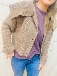 Thml - Women's Cropped Knitted Collar Cardigan