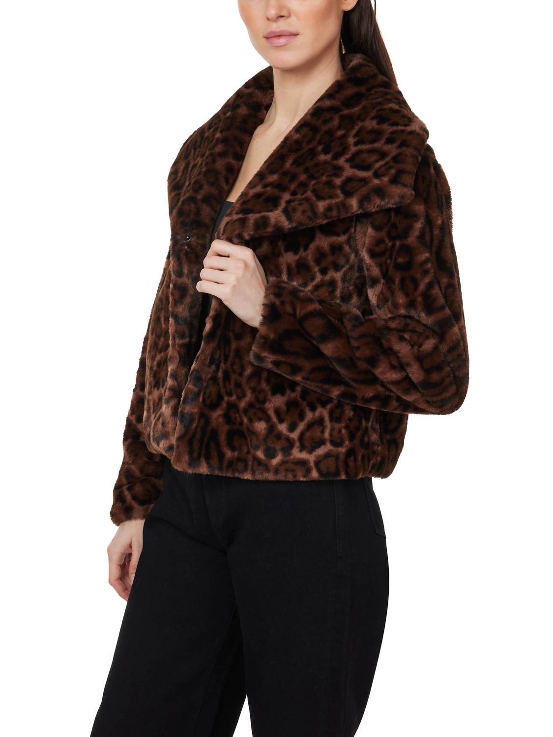Habitual Faux Fur Leopard Jacket in brown - item - alternate view