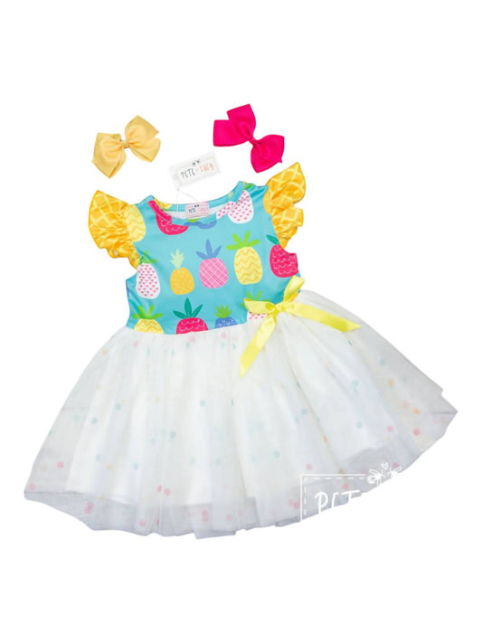 Pete + Lucy - Girl's Pineapple In The Sun Tulle Dress