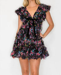 Meet Me In Santorini - Whisper Bloom Flutter Sleeve Mini Dress