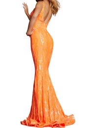 Jovani - V-neckline Floor-length Dress