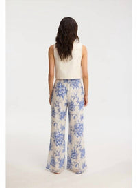 Allison Meli Wide Leg Pants in blue floral - women's pants - detail view