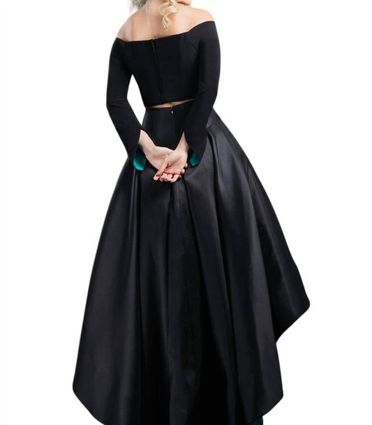 Rachel Allan - Two-piece Off Shoulder High-low Prom Gown