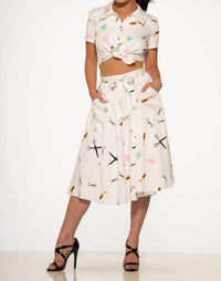 Orchid Bloom - Beauty Salon Top And Swing Skirt