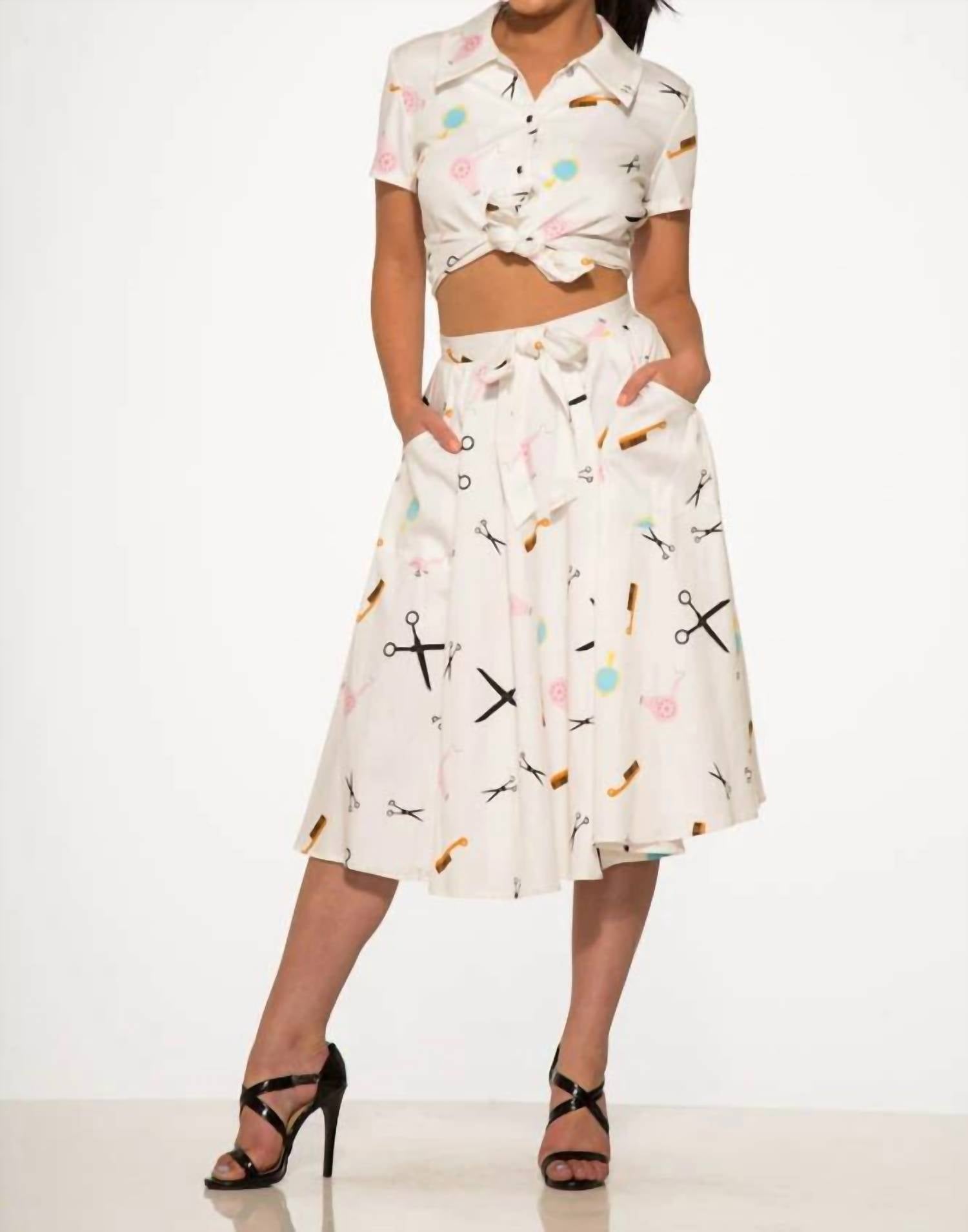 Orchid Bloom - Beauty Salon Top And Swing Skirt