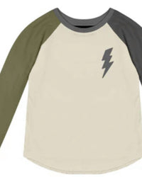 TINY WHALES Kid's Long Sleeve Bolt Tee in beige - kids' long sleeve top - detail view