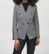 Joseph Ribkoff - Houndstooth Jacquard Knit Fitted Blazer