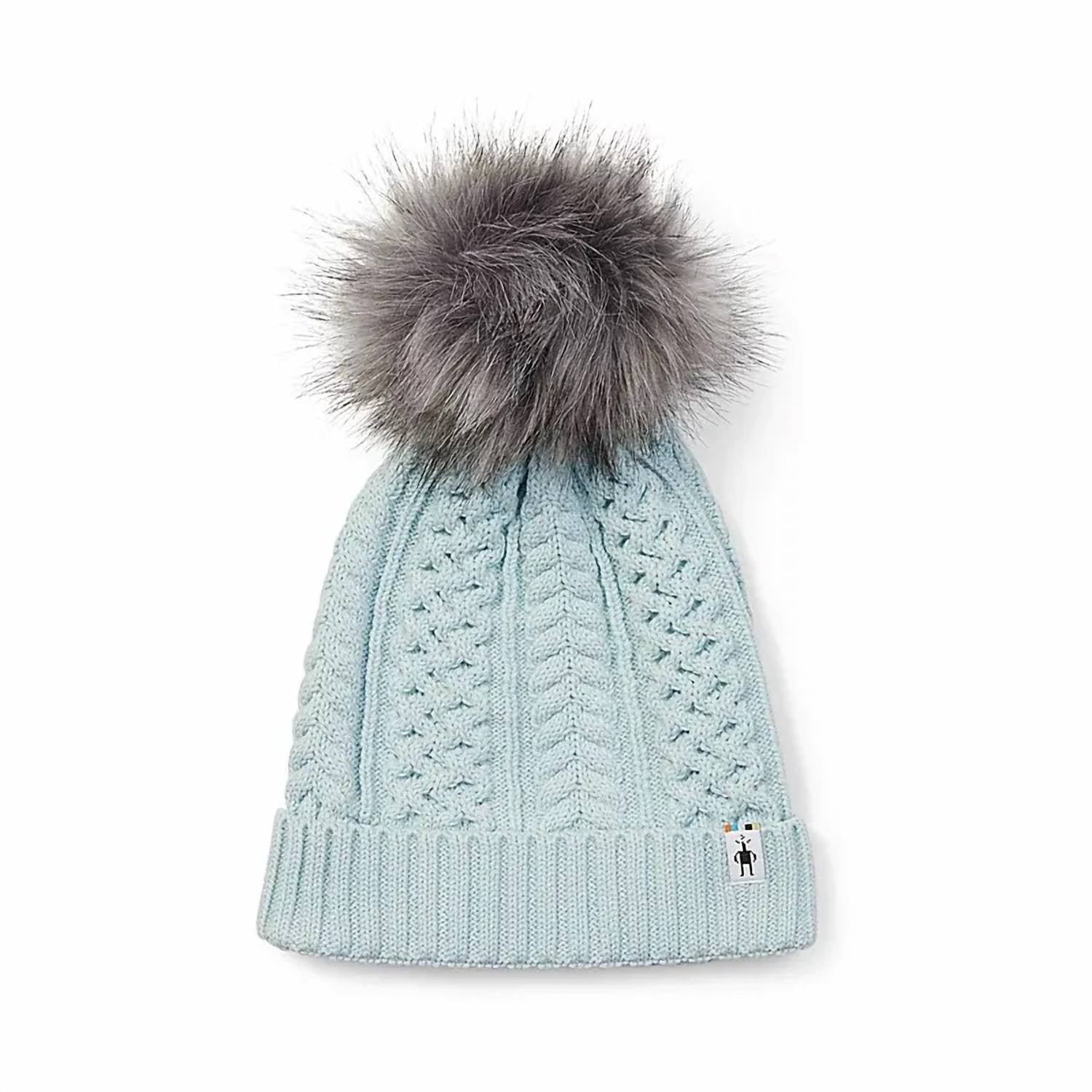 Smartwool Lodge Girl Beanie in bleached aqua - women's hat - detail view