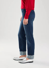 FDJ Pilar Pull-on Cuffed Straight Ankle Denim Jeans in dark vintage - women's jeans - alternate view
