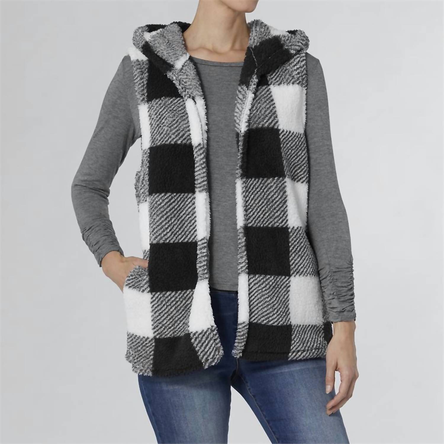 Coco + Carmen - Nancy Plaid Hooded Vest