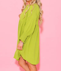 Ivy Jane Shirred Sleeve Dress in lime - women's dress - detail view