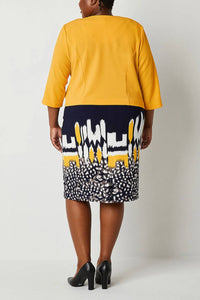 Maya Brooke - Abstract Print Cropped Jacket Dress