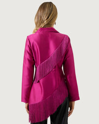 SUGARLIPS Liv Fringe Blazer in magenta - women's jacket - alternate view