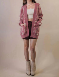 Very J - Western Graphic Knit Sweater Cardigan