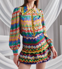Celia B - Cariño Zigzag Print Mini Skirt