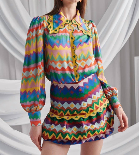 Celia B - Cariño Zigzag Print Mini Skirt