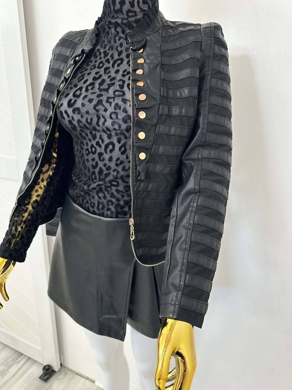 Belle D'Amour - Faux Leather Military Jacket