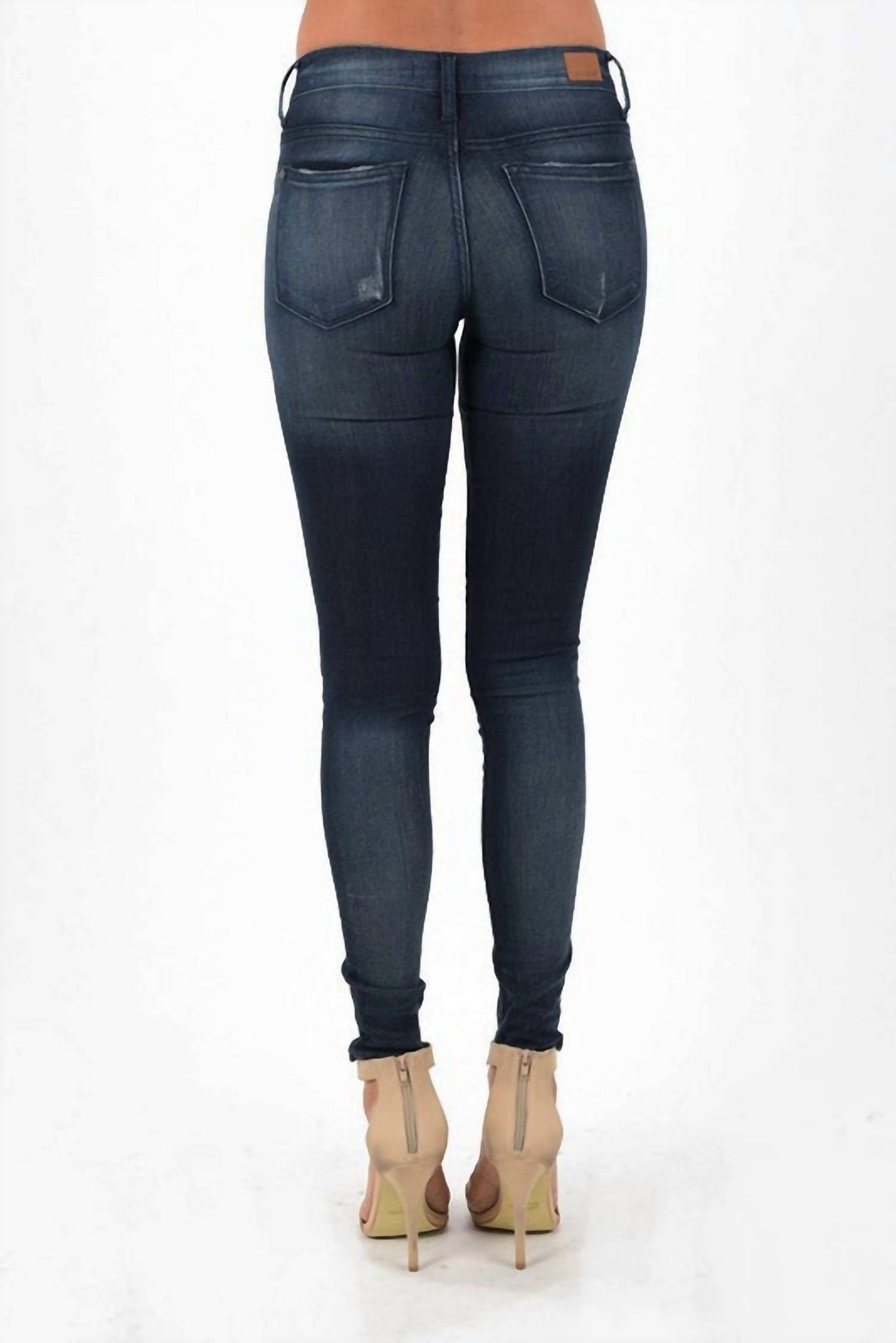 Judy Blue Skinny Denim Jeans in dark - women's jeans - alternate view