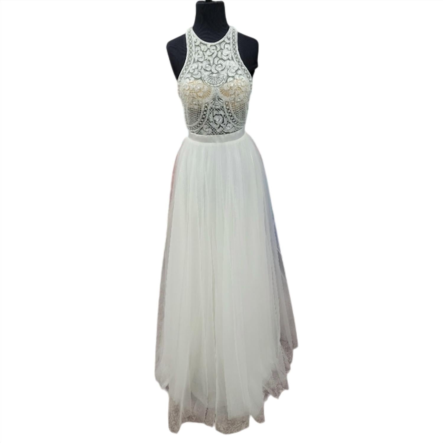 Precious Formals - Beaded Illusion Formal Ball Gown