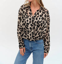 SIX/FIFTY Zuri Blouse in cheetah - women's blouse