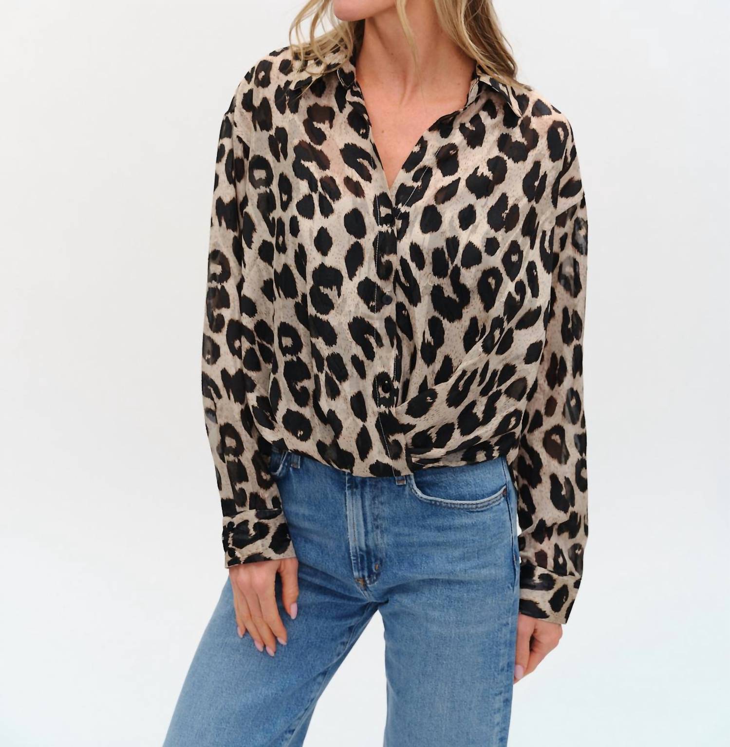 SIX/FIFTY Zuri Blouse in cheetah - women's blouse