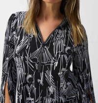 Joseph Ribkoff - Sketch Print Zip Front Tunic Top