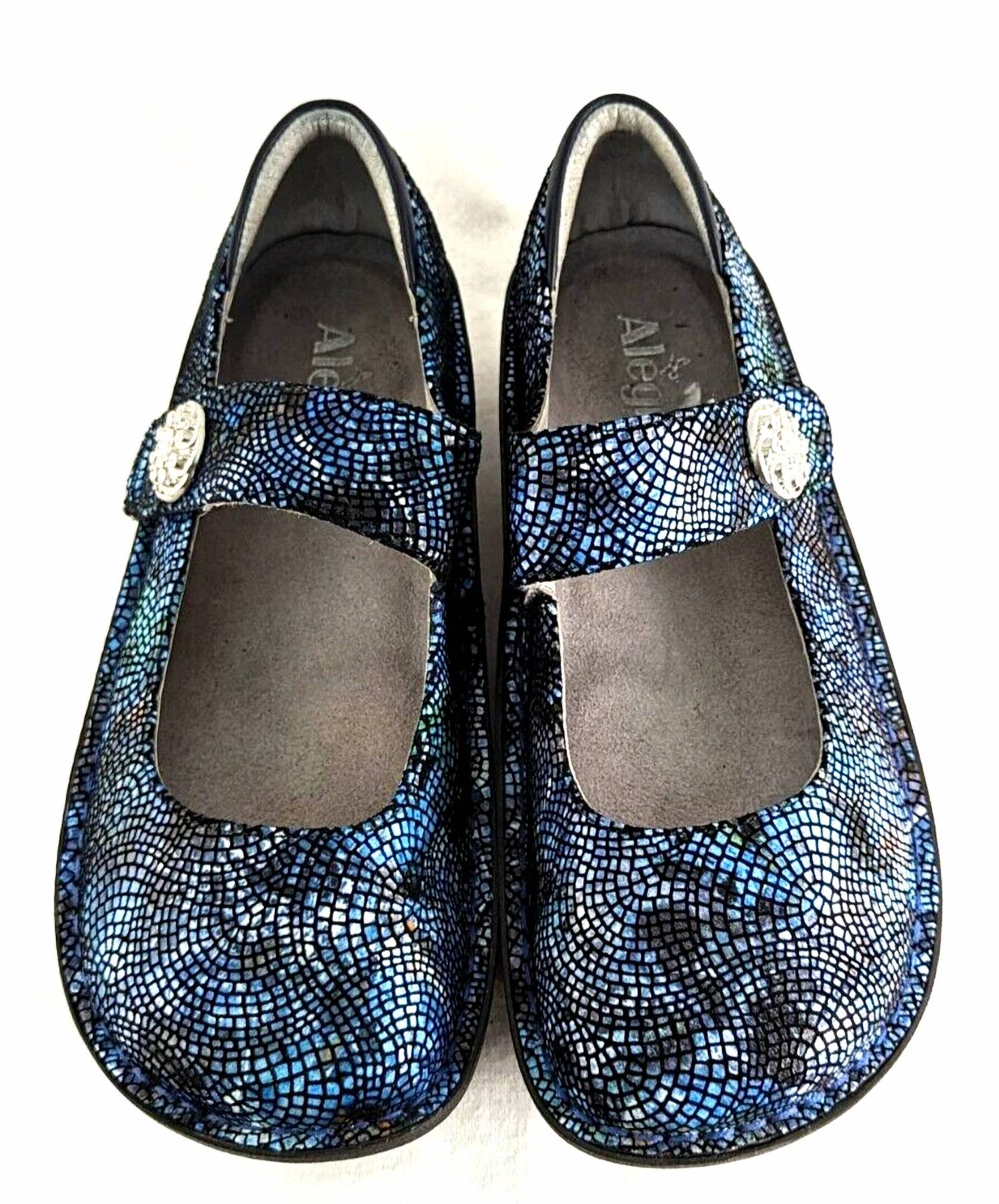 Alegria Women's Paloma Mosaic Leather Mary Jane Shoes in fandamonium blue - women's flats - detail view