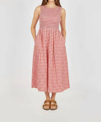 Sadie & Sage - Apple Butter Gingham Midi Dress