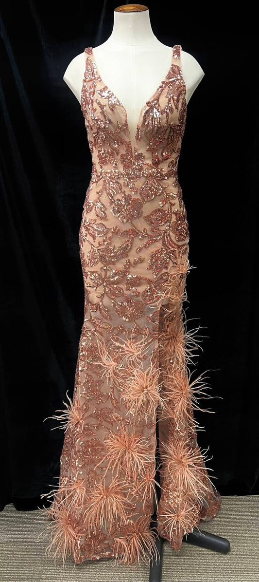 Amarra - V-Neck Sequin Prom Gown