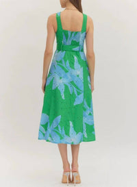 Entro - Vibrant Floral Print Midi Dress