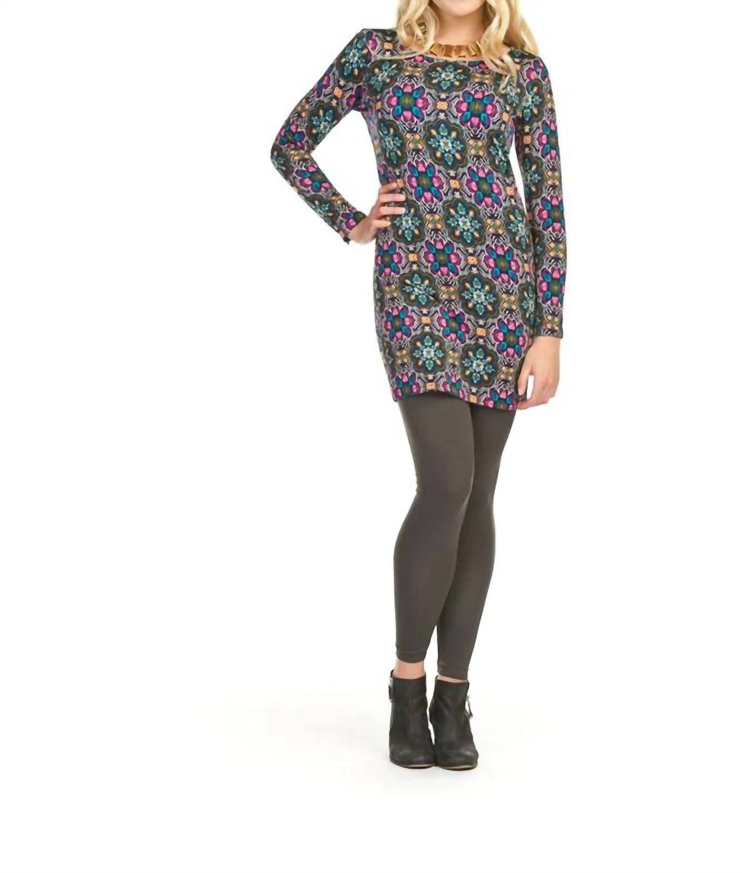 Papillon - Kalidoscope Print 3/4 Sleeve Sweater Dress