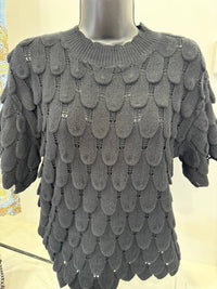 Boho Chic - Women's Short Sleeve Knit Ruffle Sweater