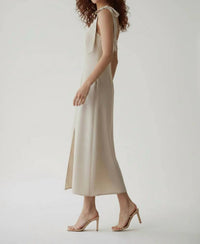 Hem & Thread - Presley Tie Strap Slit Hem Midi Dress