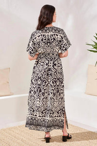 TRIBAL Printed Soft Challis V-neck Empire Waist Maxi Dress in black - women's dress - view 4