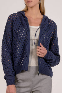 ELAN Sofia Sweater Cardigan in navy - women's cardigan