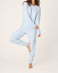 PJ Salvage Sweetheart Love Hearts Print Peachy Pj Set in blue haze - women's sleepwear