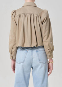Citizens of Humanity Everly Shirred Crop Jacket in catalina - women's jacket - detail view