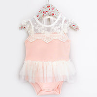 Mae Li Rose - Baby Girls' Lacey Neckline Onesie