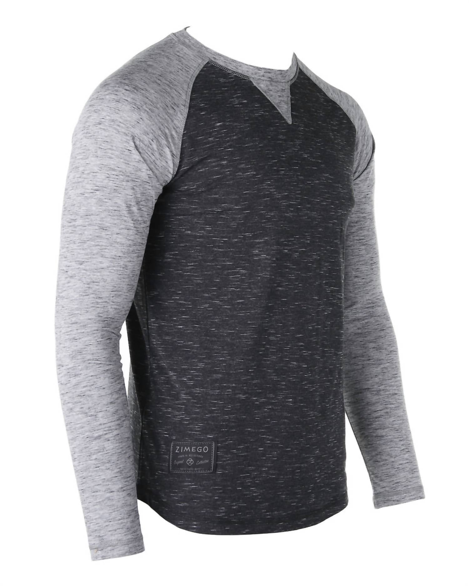 Zimego - Men's Baseball Retro Contrast Long Sleeve Raglan T-shirt