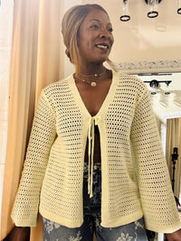 Ee:Some - Eleni Crochet Tie-front Cardigan