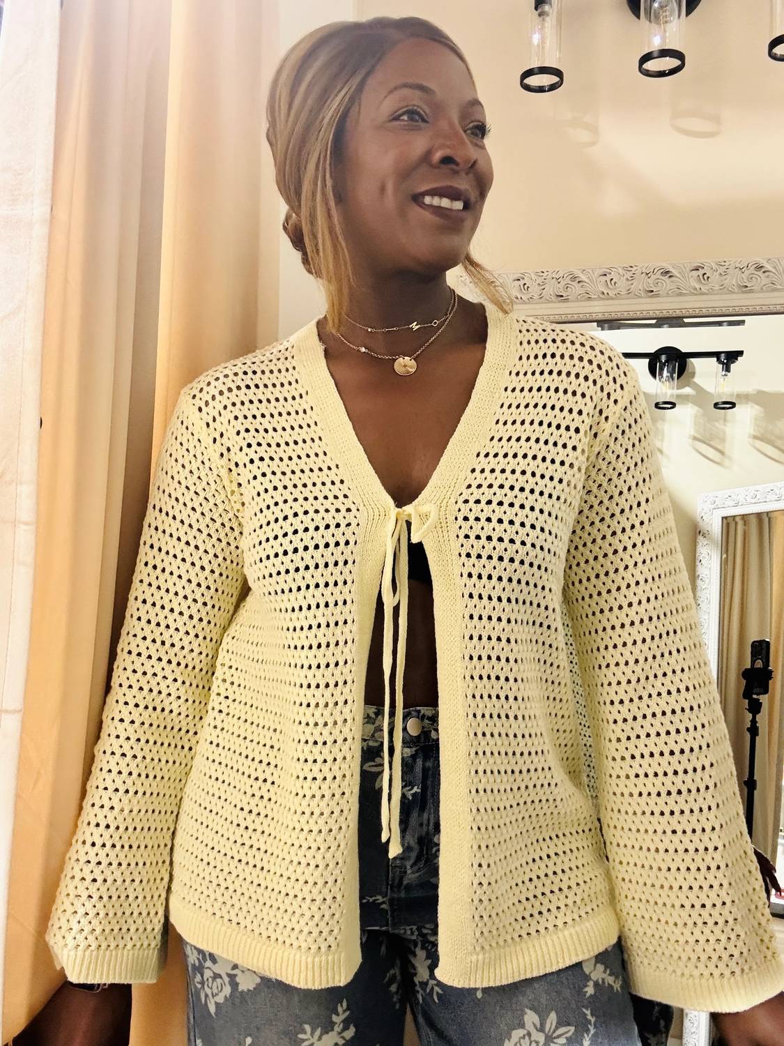 Ee:Some - Eleni Crochet Tie-front Cardigan