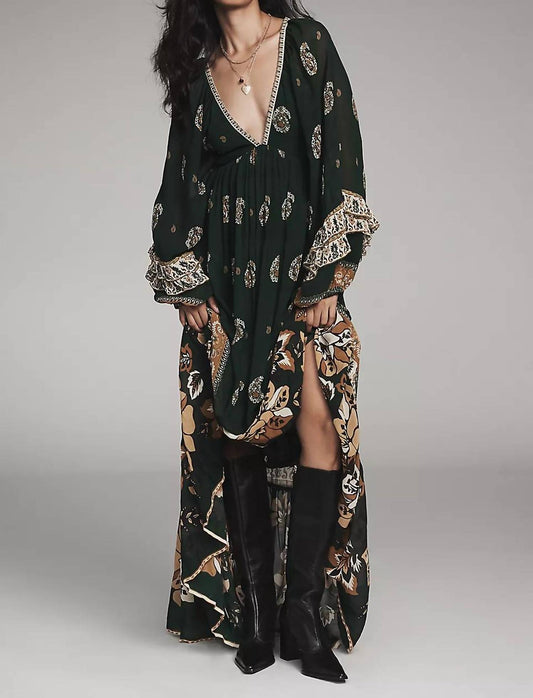 Farm Rio - Ayla Long Sleeve Ruffled Maxi Dress