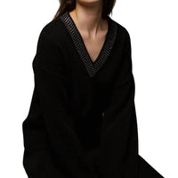 Minnie Rose - Women's Embellished V-neck Sweater