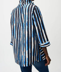 Joseph Ribkoff - Stripe Shirred Collar Trapeze Jacket