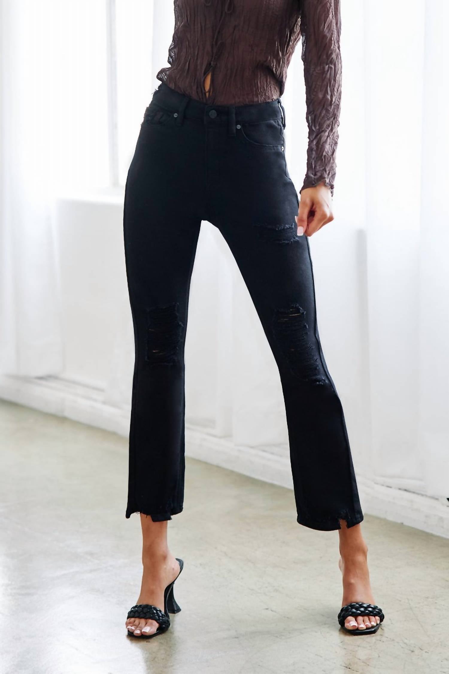 KanCan Carver High Rise Slim Straight Jeans in black - women's jeans