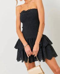 Baby Pink - Eyelet Ruffle Mini Dress