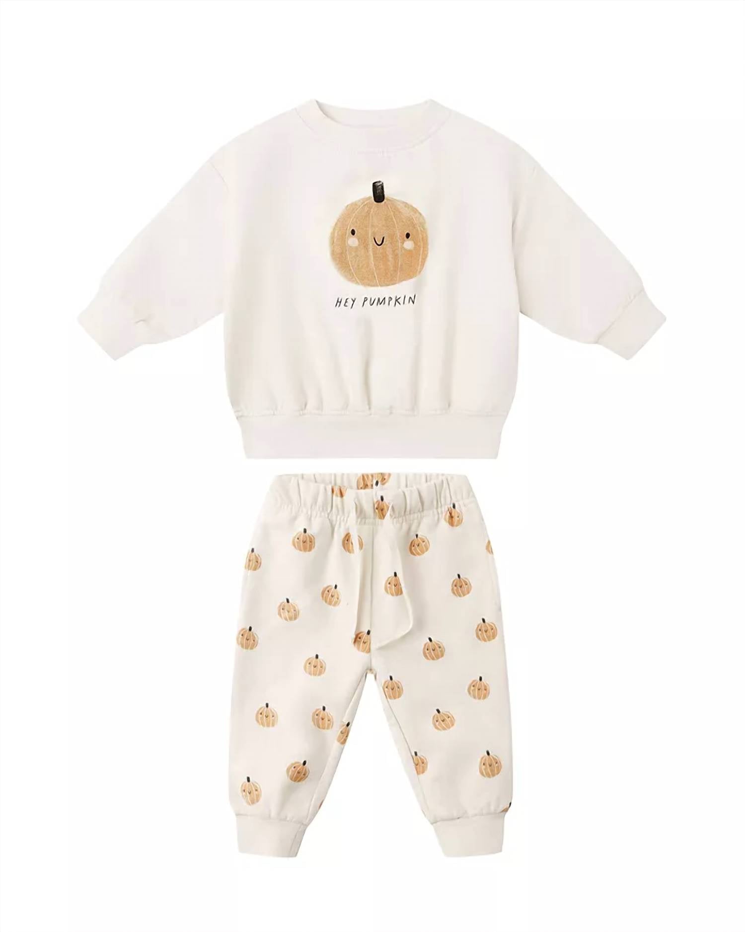 Quincy Mae - Kids' Relaxed Fleece Pumpkin Sweatsuit