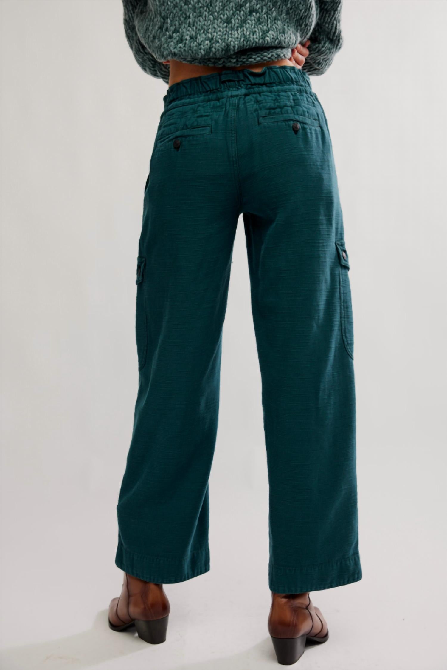 Free People Park Ave Pants in sea moss - women's pants - detail view