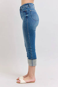 Judy Blue - Women's Eva Tummy Control Cuff Capri Jeans