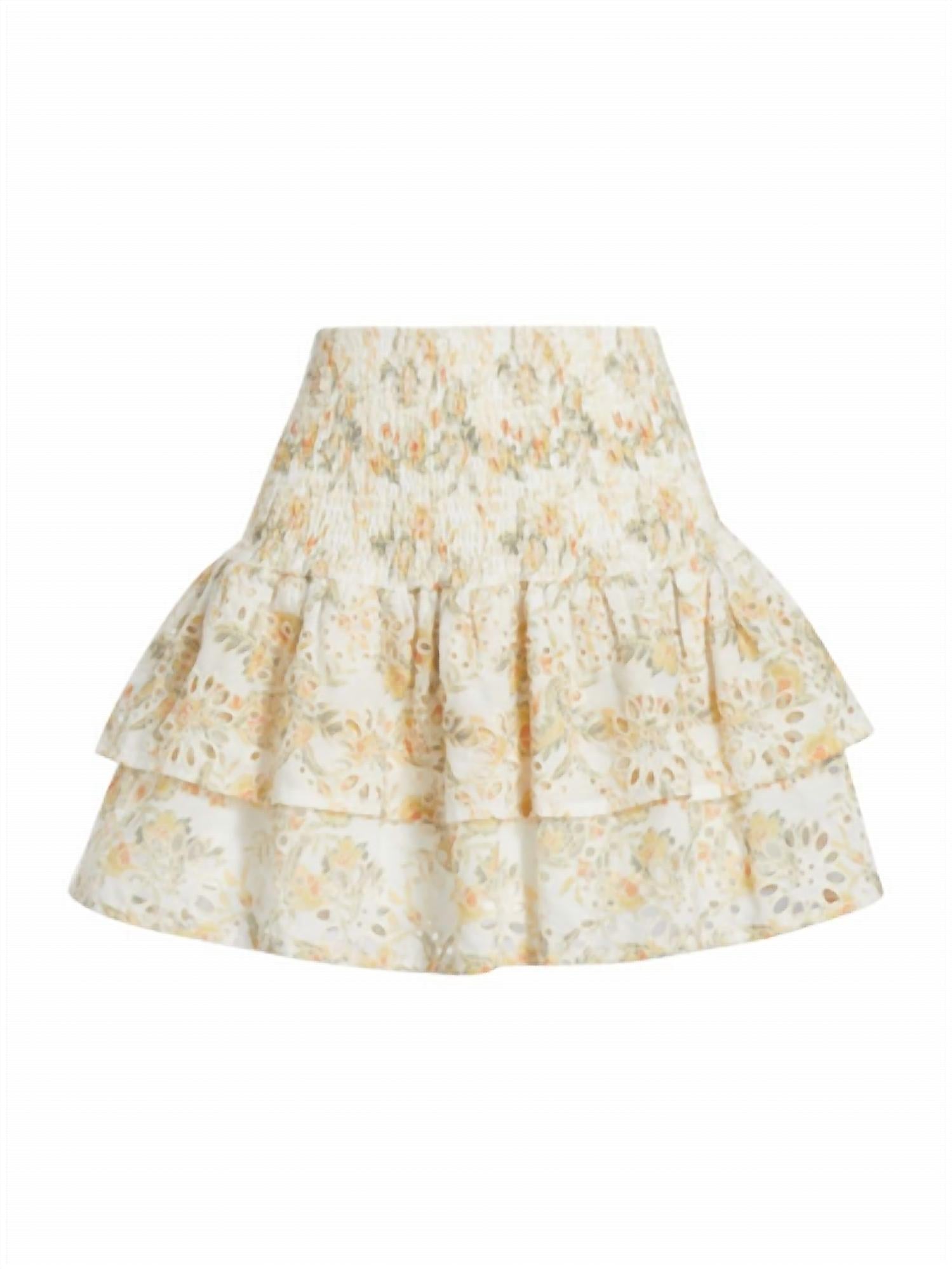 En Saison - Floral Eyelet Smocked Skirt
